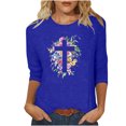 thumbnail image 1 of Blouses pour Femmes T-Shirt Imprimé Blouse à Manches 3/4 Col Rond Décontracté, Blouses pour Femmes T-Shirts pour Femmes, Blouses pour Femmes Décontractées, 1 of 4