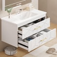 thumbnail image 3 of Modern Floating Bathroom Vanity Set – 36 Inch Wall Mounted Cabinet with 2 Large Soft-Close Drawers, Gold Handles, Ceramic basin, Easy Assembly – White, 36 inches, 3 of 6