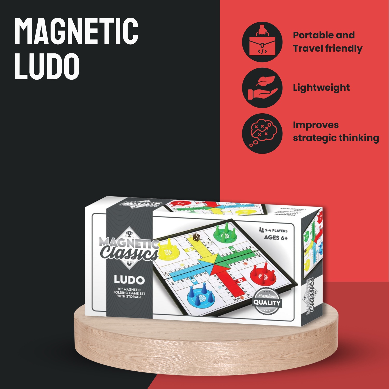 Tradeopia Magnetic Classics – 10 Inch Magnetic Folding Ludo, Magnetic Classic Game
