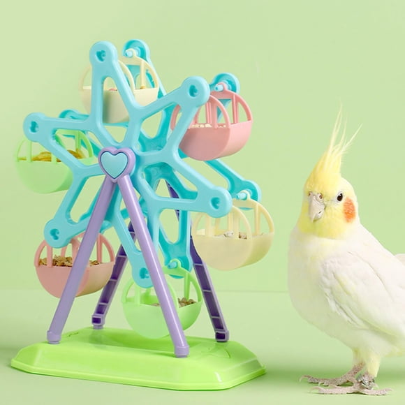 Pet Supplies Parrots Feeding Toy Colorful Ferris Wheel Food Container Training Accessories Ferris Wheel Shape Toy with Colorful Cups