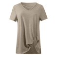thumbnail image 4 of Birdeem T-Shirt Blouse à Manches Courtes à Col en V Uni pour Femmes, Coupe Ample, 4 of 12
