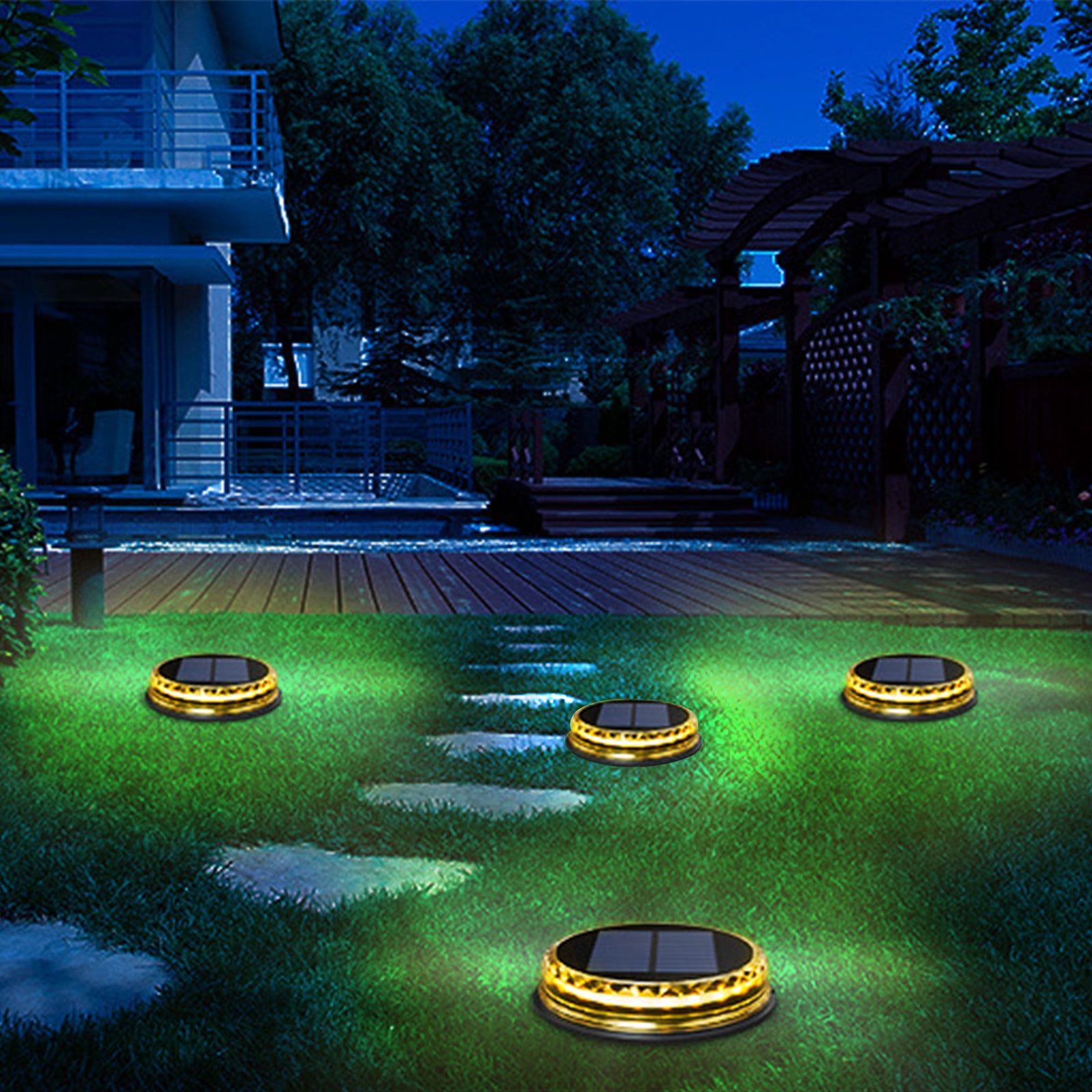 Dvkptbk Ground Lights, with 17 LED Lamp Beads Warm Outdoor Disk Lights, In-Ground Lights, Garden Lights, Landscapes Lights Solar Light Solar Light on Clearance