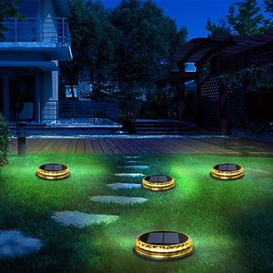 Dvkptbk Ground Lights, with 17 LED Lamp Beads Warm Outdoor Disk Lights, In-Ground Lights, Garden Lights, Landscapes Lights Solar Light Solar Light on Clearance