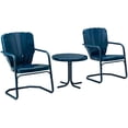 thumbnail image 1 of Crosley Furniture Ridgeland Ensemble de Conversation pour Patio en Métal Rond de 22 Po, 3 Pcs, Bleu Marine, 1 of 7