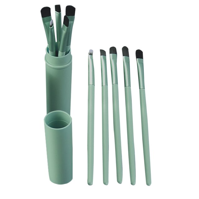 Pinceaux de Maquillage Professionnels pour les Yeux, Ensemble Cosmétique + Tube Rond 5 Pcs