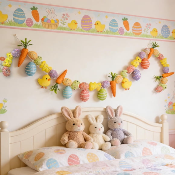 cpengpj 170cm Multicolor Foam Easter Eggs Vines Garland for Door Decorations Spring Indoor Outdoor Home Decor