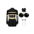 thumbnail image 2 of Aislor Tenues de Cheerleading pour Filles Enfants Costume de Cosplay Chef de Cheer Halloween Robe de Fête Rave Danse Justaucorps Noir B 6, 2 of 7