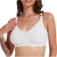 thumbnail image 1 of VEKDONE Fashion Women Large Size Solid Color Wave Lace Wireless Soft Support Together Daily Bra White XL, 1 of 3