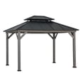 thumbnail image 3 of Sunjoy Outdoor Gazebo 10 X 12 ft. 2-tier Hardtop Grey Cedar Framed Gazebo with Steel Hardtop, 3 of 12
