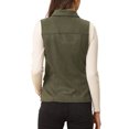 thumbnail image 3 of INSPIRE CHIC Veste Cargo Utilitaire pour Femme Sans Manches à Boutons devant en Faux Suède avec Poches G Vert Armée, 3 of 6