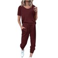 thumbnail image 1 of Timegard 2 Piece Sets for Women Summer Short Sleeve Tops and Drawstring Pants with Pockets Comfy Casual Sets, 1 of 5