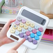 Solar Calculator Large Screen 12 Digit Display, Xinsrenus Solar Powered Pocket Calculator Dual Power, Portable Mini Calculator for Office Finance School Students, White