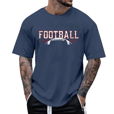 LUOGENLI Male T-shirts for Mens Mens Fashion Casual Football Printed Crew Neck Short Sleeved T Shirt Tee T-shirts Mens White Easter Mens T-shirts Graphic Tees Summer Clothes Navy XL