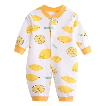 Pisexur Newborn Baby Boys Girls Rompers V Neck Long Sleeve Toddler Romper Cute Print Side Tie Romper Jumpsuits Unisex Cotton Infant Clothes 0-9 Months