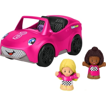 Fisher-Price Little People Barbie Convertible Toy Car with Music Sounds & 2 Figures for Toddlers - English Version