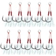 thumbnail image 1 of 10pcs Fishing Jigging Hooks Set Barbed Carp Fishing Hook with Feather and Split Rings Sea Fishhook Fly Fishing Tackle, 1 of 8