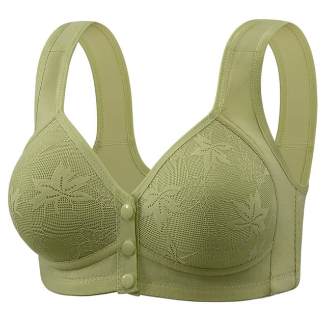 Tumotour Front Closure Bra for Women Wireless Comfort Convenient Push Up Snap Closing Bra Seamless Wide Shoulder Straps Full Coverage Breathable Front Buckle Everyday Bra for Daily Walking Life Work