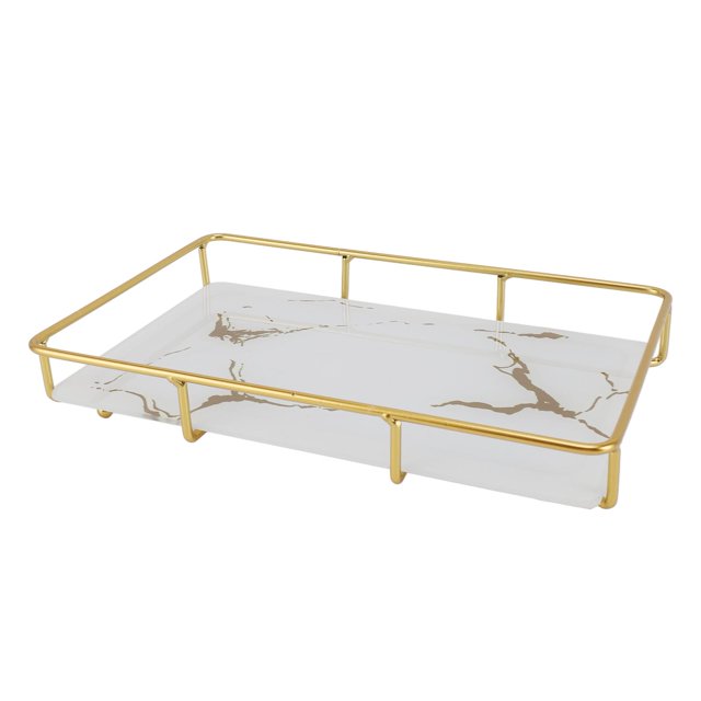 Vanity Tray, Modern Iron Glass Countertop Organizer for Bathroom