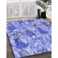 thumbnail image 3 of Ahgly Company Tapis d'Intérieur Lavable en Machine Carré Transitionnel Jeans Bleu, 3 Pieds Carré, 3 of 7