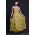 thumbnail image 4 of Bimba Robe Longue Maxi à Corsage Smocké pour Femmes à Imprimé de Feuilles de Bleuet - Grand, 4 of 7
