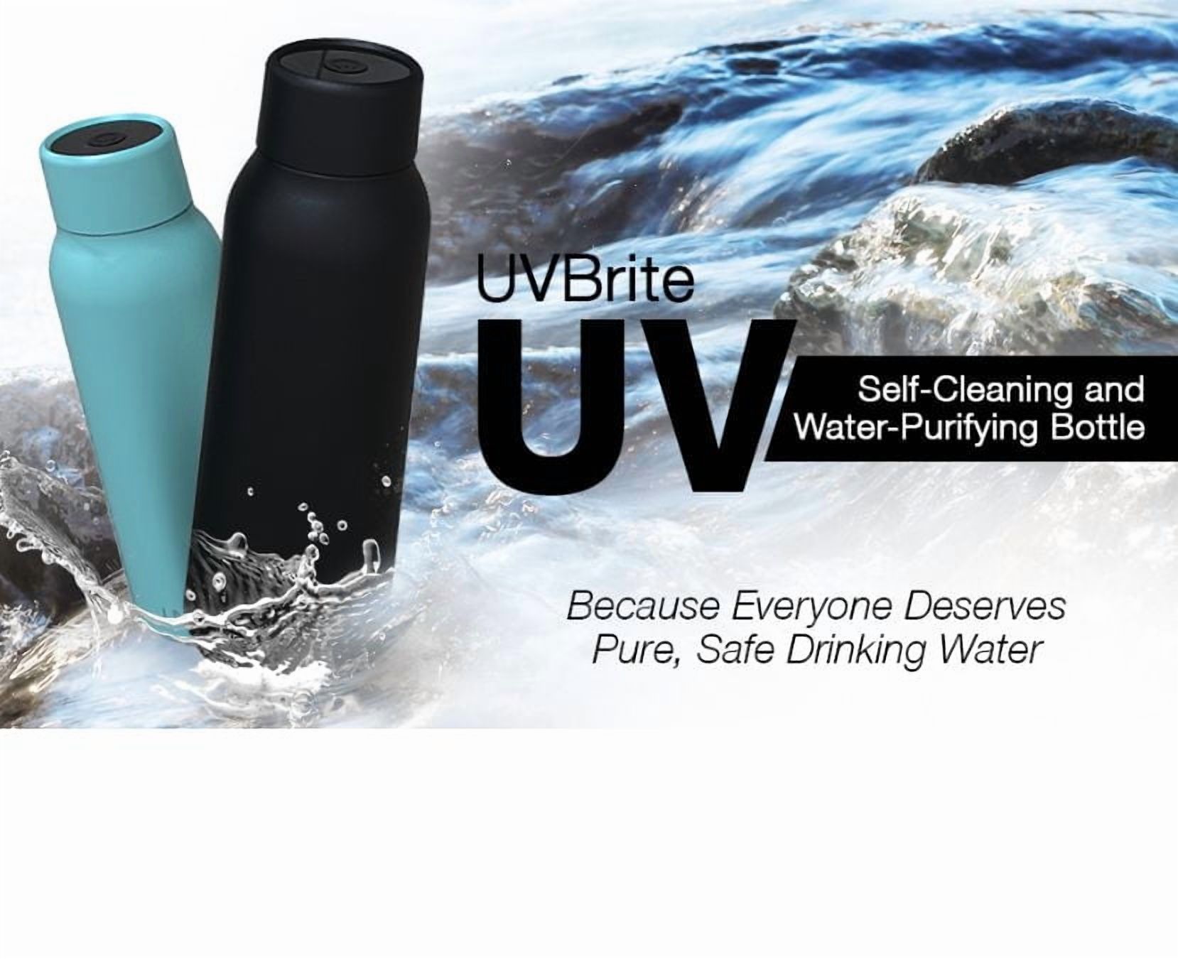 UVBrite Bouteille autonettoyante de 550 ml avec stérilisation UV-C, Noir