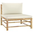 thumbnail image 2 of vidaXL 4 Piece Garden Lounge Set with Cream White Cushions Bamboo, 2 of 5