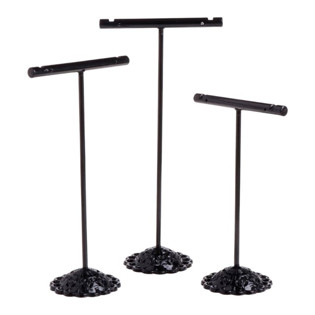 Transemion 3 Pieces/Set Jewelry Display Stand T-shaped Holder Bangle Headband Rack Earring Organizer Dresser Shop Showcase Black