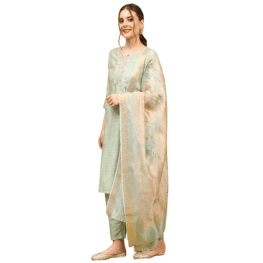 Biba Rangriti Ensemble de Tenue Ethnique Indienne pour Femmes (Festive Glam 21100), Vert, Taille 38