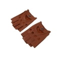 thumbnail image 1 of Retro PU Leather Men Fingerless Driving Cycling PU Leather Gloves XL Brown Button, 1 of 9