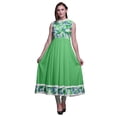 thumbnail image 1 of Bimba Robe Anarkali Teinture sur Nœuds Vert Menthe2 Col Mandarin Sans Manches Kurtis pour Femmes Imprimé Robe Maxi Très Grande, 1 of 6