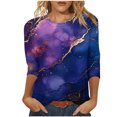 thumbnail image 2 of UPPADA Blouses pour Femmes Grande Taille à Manches 3/4, T-Shirts à Imprimé Floral Teintable, Chemises Décontractées Tendance à Col Rond, Chandails Confortables à Enfiler, Hauts Blouses Mignons d'Été, Hauts pour Femmes à Manches 3/4, Aubaines, 2 of 5