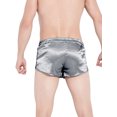 thumbnail image 4 of LUXUR Pyjama pour Homme, Boxeurs de Nuit Unis en Satin Soyeux, Shorts Grande Taille, Bas de Sommeil, sous-Vêtements, Gris G, 4 of 5
