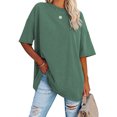 thumbnail image 3 of Oversized Ladies T-Shirt New Solid Color Loose Dropped Shoulder Short Sleeve Rou, 3 of 5