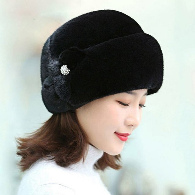 Chapeau Femme Résistant au Froid Russe Décontracté Hiver Thermique Dames d'Âge Moyen