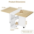 thumbnail image 2 of Folding Dining Table with Drop Leaf and 2 Storage Shelf, Collapsible Kitchen Dinner Table Extendable Office Desk, 2 of 9