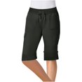 thumbnail image 4 of Timegard Cargo Shorts Women Elastic Waisted Drawstring Straight Leg Hiking Outdoor Half Pants with Pockets, 4 of 7