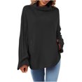 thumbnail image 1 of TIMIFIS Turtleneck Sweater Women Oversized Sweaters Fall Long Sleeve Spilt Hem Tunic Pullover Sweater Knit Tops Ribbed Knit Pullover Sweater Jumper Tops OuterwearFall/Winter, 1 of 5