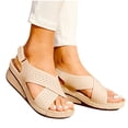 thumbnail image 4 of LSLJS Sandales Compensées pour Femmes, Chaussures d'Été pour Dames à Talon Compensé Rétro Ajourées Sandales Décontractées pour Femmes, 4 of 4