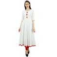 thumbnail image 1 of Bimba Kurti Ethnique de Designer pour Femmes, Robe Kurta Anarkali Évasée avec Pompon, 1 of 2