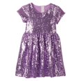 thumbnail image 1 of GDREDA Robe d'Été Imprimée Robe Fille Robe Bébé Tout-Petits Robe à Paillettes Enfants Robe de Fête Demoiselle d'Honneur Robe de Mariée Violet,6a, 1 of 8