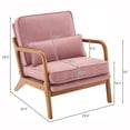 thumbnail image 2 of Ktaxon Mid Century Modern Accent Chair, Linen Fabric Armchair with Solid Wood Frame Pink, 2 of 10