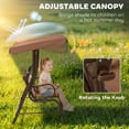 thumbnail image 4 of Outsunny 2-Seat Kids Swing Chair Outdoor with Adjustable Canopy, Coffee, 4 of 10