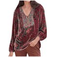 thumbnail image 1 of IROINID Reduced Womens Plus Size Tops Round-Neck Long Sleeve Print Lounge T-shirt Blouse,Red, 1 of 6