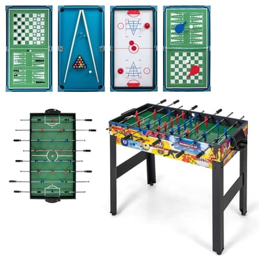 Costway Ensemble de Table de Jeu Combo 12-en-1 avec Baby-Foot, Air Hockey, Piscine, Ping-Pong, Échecs, Quilles