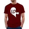 thumbnail image 2 of Chandails Assortis pour Couples T-Shirts Saint-Valentin Décontractés à Manches Courtes Mode Imprimé Cœur Col Rond T-Shirts Légers Confortables Doux Chemisiers pour Lui et Elle Vêtements de Vacances Bourgogne TTTG, 2 of 5