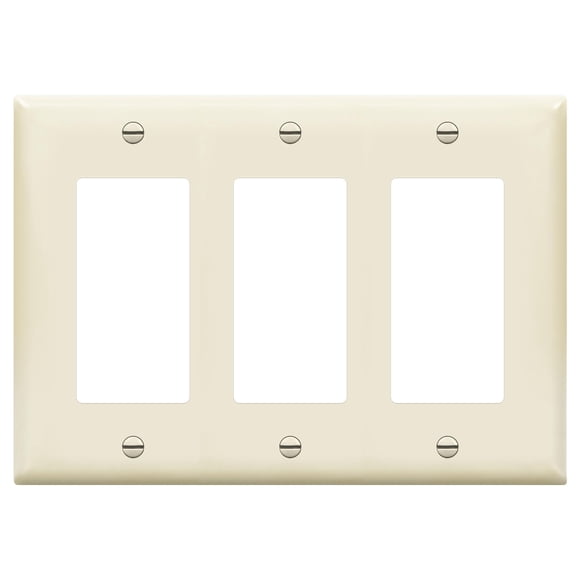 ENERLITES Decorator Light Switch or Receptacle Outlet Wall Plate, Gloss Finish, Size 3-Gang 4.50" x 6.38", Polycarbonate Thermoplastic, 8833-LA, Light Almond