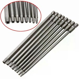 8pcs Tournevis Torx Bit 150mm Longue longueur en acier magnétique de sécurité à vis électrique