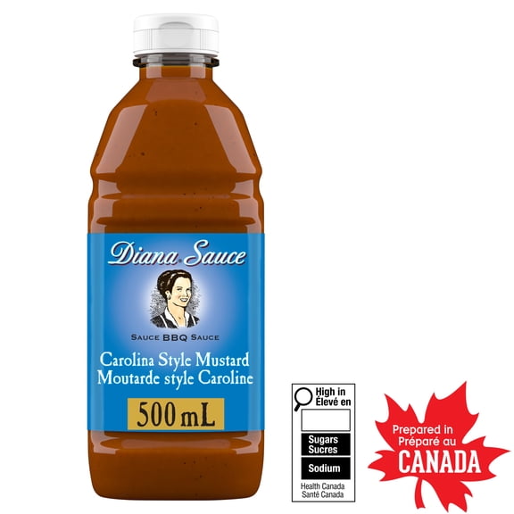 Diana Carolina Style Mustard BBQ Sauce, 1 Bottle, for Marinating Meats and Easy Grilling, 500 mL