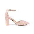 thumbnail image 3 of BLISSFUL STEP Outfit Women's Pointed Toe Rhines Ankle Strap Block Heels Pumps Light Pink 6, 3 of 7