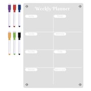 Barhoo Refrigerator Magnet Acrylic Fridge Calendar Planner Board Schedule Daily Planning Kitchen Family Meal Prep Message Board Magnetic Whiteboard Dry Erase Board Kitchen Organization Tool